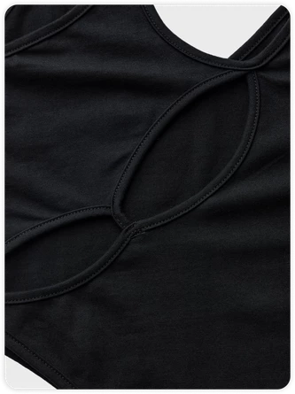 Kollyy Black Asymmetrical Design Cut Out Spaghetti Strap Top Bodysuit 2 Kollyy Black Asymmetrical Design Cut Out Spaghetti Strap Top Bodysuit - Image 2