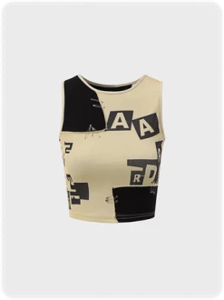 Kollyy Street Nude Letter Patchwork Top Tank Top & Cami