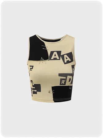 Kollyy Street Nude Letter Patchwork Top Tank Top & Cami 1 Kollyy Street Nude Letter Patchwork Top Tank Top & Cami