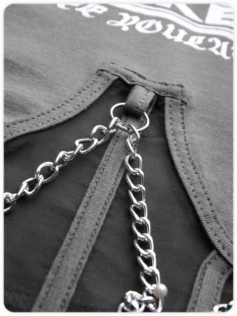 Kollyy Street Gray Graphic Patchwork Mesh Top T-Shirt 2 Kollyy Street Gray Graphic Patchwork Mesh Top T-Shirt - Image 2