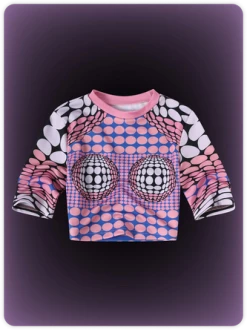 Kollyy Y2K Purple Polka Dot Body Print Party Top T-Shirt