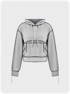 Kollyy Casual Gray Top Hoodie & Sweatshirt
