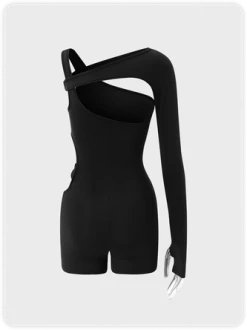 Kollyy Edgy Black Asymmetrical Design Arm Sleeves Cyberpunk Top Jumpsuit -Tops Sales 072093f226db641b5a6e5a30a95616b5