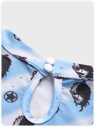 Kollyy Punk Blue Skull Tiered Design Cut Out Halloween Top T-Shirt 3 Kollyy Punk Blue Skull Tiered Design Cut Out Halloween Top T-Shirt - Image 3