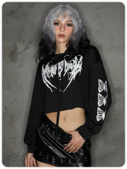 Kollyy Street Black-White Skull Top Hoodie & Sweatshirt