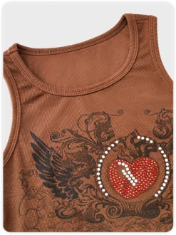 Kollyy Y2K Brown Hotfix Rhinestone Graphic Top Tank Top & Cami -Tops Sales 090e561bd27266ab492a83562565f902