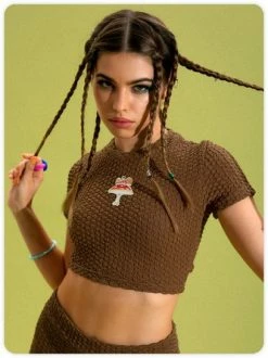 Kollyy Y2K Yellow Plants Short Sleeves Top T-Shirt