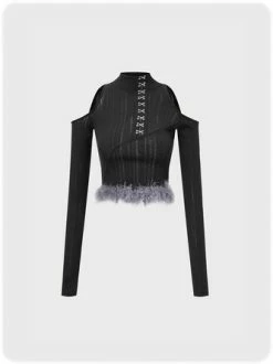 Kollyy Punk Black Top T-Shirt