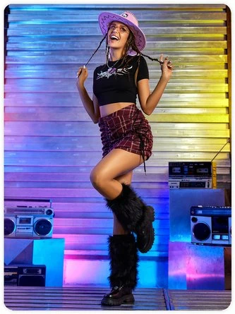 Kollyy Punk Black Floral Short Sleeves Top T-Shirt 3 Kollyy Punk Black Floral Short Sleeves Top T-Shirt - Image 3