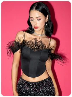 Kollyy Y2K Black Spaghetti Strap Irregular Hem Party Top Tank Top & Cami