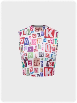 Kollyy Y2K White Letter Basic Top Tank Top & Cami