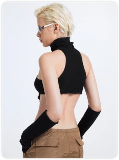 Kollyy Street Black High Neck Irregular Hem Arm Sleeves Top Sweater 16 Kollyy Street Black High Neck Irregular Hem Arm Sleeves Top Sweater -Tops Sales 0b25b92187a454ca84702383ae7f8f1b