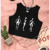 Kollyy Punk Black Figure Halloween Top Tank Top & Cami