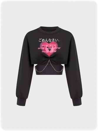 Kollyy Y2k Gray Heart Metal Chain Top Hoodie & Sweatshirt 1 Kollyy Y2k Gray Heart Metal Chain Top Hoodie & Sweatshirt