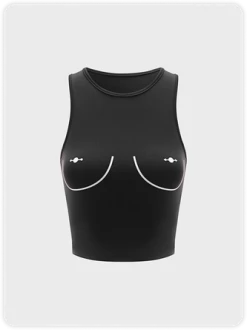 Kollyy Edgy Black Body Slim Graphic Top Tank Top & Cami