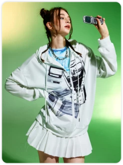 Kollyy Y2K White Abstract Oversized Back To School Top Hoodie & Sweatshirt -Tops Sales 0d2ae87e1c9ffed174c9240dcd230cde
