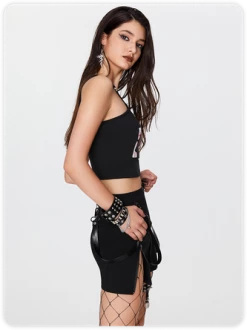 Kollyy Punk Black Lace-Up Design Graffiti Halloween Top Tank Top & Cami 15 Kollyy Punk Black Lace-Up Design Graffiti Halloween Top Tank Top & Cami -Tops Sales 0d4e436f9a462422b1e7fb5c6339a2ca