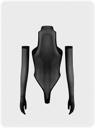 Kollyy Street White Patchwork Mesh Top Bodysuit 4 Kollyy Street White Patchwork Mesh Top Bodysuit - Image 4