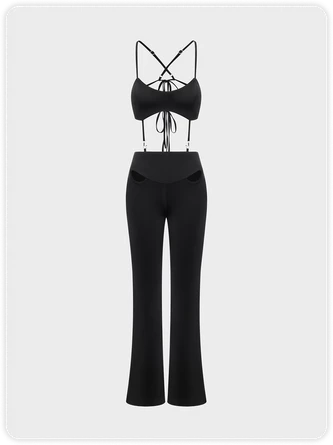 Kollyy Street Black Cut Out Spaghetti Strap Backless Top Jumpsuit 1 Kollyy Street Black Cut Out Spaghetti Strap Backless Top Jumpsuit