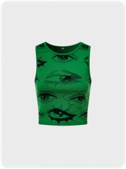 Kollyy Y2k Green Eyes Top Tank Top & Cami