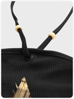 Kollyy Y2K Black Srar Patchwork Tie Up Top Tank Top & Cami -Tops Sales 0e999348d361d3bf3d0abf5da5ab3029