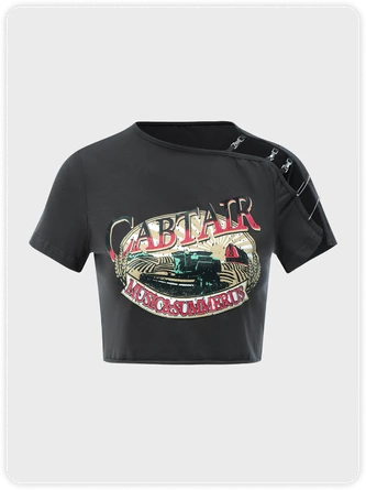 Kollyy Street Gray Cut Out Slim Letter Top T-Shirt 1 Kollyy Street Gray Cut Out Slim Letter Top T-Shirt