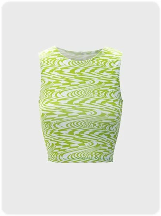 Kollyy Fashion Green Water Wave Sleeveless Top Tank Top & Cami 1 Kollyy Fashion Green Water Wave Sleeveless Top Tank Top & Cami