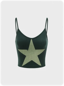 Kollyy Street Green Star Top Tank Top & Cami