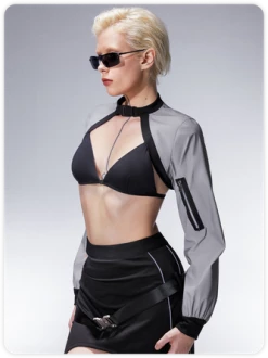 Kollyy Street Gray 3M Buckle Top Outwear -Tops Sales 119cc60643a5111d56f6fdb171c9ed5c