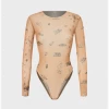 Kollyy Y2k Khaki Mesh Top Bodysuit