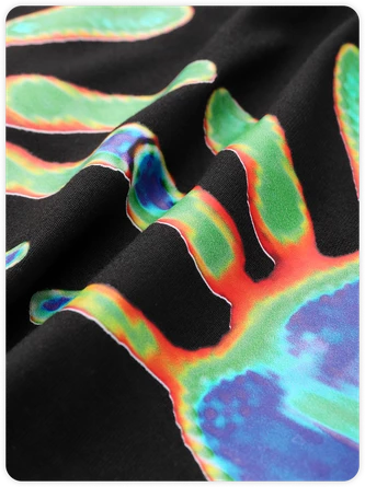 Kollyy Edgy Black Hand Printed Asymmetrical Design Thermostimulative Top 3 Kollyy Edgy Black Hand Printed Asymmetrical Design Thermostimulative Top - Image 3