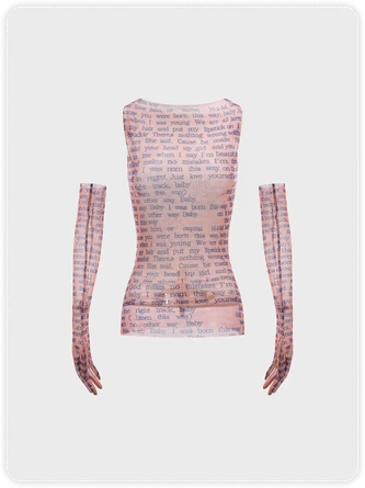 Kollyy Y2K Khaki Mesh Letter Arm Sleeves Party Top Women Top 8 Kollyy Y2K Khaki Mesh Letter Arm Sleeves Party Top Women Top - Image 8