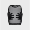 Kollyy Edgy Black Mesh Hand Party Top Tank Top & Cami