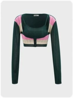 Kollyy Street Multicolor Geometric Design Color Block Top Sweater