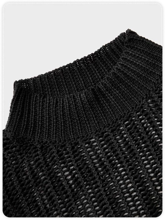 Kollyy Casual Black Cut Out Perkins Collar Top Sweater 5 Kollyy Casual Black Cut Out Perkins Collar Top Sweater - Image 5