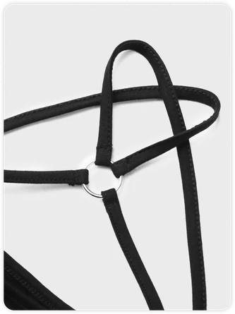 Kollyy Street Black Patchwork Cropped Crossed Collar Top Bodysuit 2 Kollyy Street Black Patchwork Cropped Crossed Collar Top Bodysuit - Image 2