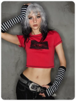 Kollyy Punk Red Letter Tiered Design Halloween Top T-Shirt -Tops Sales 162829f1075d57dae442ee8ed782afc2