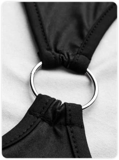 Kollyy Black Totem Cut Out Cyberpunk Top Bodysuit -Tops Sales 162fc3beade737f785f723abb26f25d6