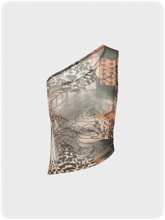 Kollyy Street Brown Mesh Asymmetrical Design Vintage Top Tank Top & Cami 1 Kollyy Street Brown Mesh Asymmetrical Design Vintage Top Tank Top & Cami