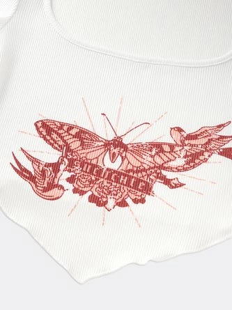 Kollyy Y2K White Butterfly Square Neck Top T-Shirt 9 Kollyy Y2K White Butterfly Square Neck Top T-Shirt - Image 9
