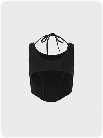 Kollyy Street Black Cut Out Mesh Top Tank Top & Cami 2 Kollyy Street Black Cut Out Mesh Top Tank Top & Cami - Image 2