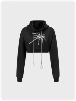 Kollyy Punk Black Top Hoodie & Sweatshirt