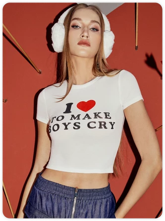 Kollyy Street White Letter Top T-Shirt 4 Kollyy Street White Letter Top T-Shirt - Image 4