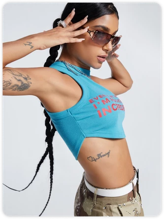 Kollyy Street Blue Letter Top Tank Top & Cami 3 Kollyy Street Blue Letter Top Tank Top & Cami - Image 3