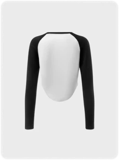 Kollyy Street White Figure Color Block Raglan Sleeves Top T-Shirt -Tops Sales 1c1107a108fbb8afa37fce03960dc27f