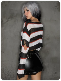 Kollyy Punk Black Cut Out Halloween Top Sweater -Tops Sales 1db4f8782f51860603b27d93561305a2