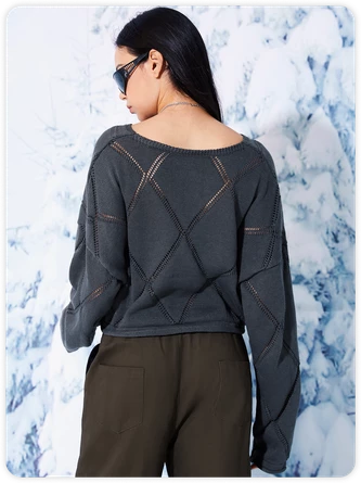 Kollyy Y2k Gray Cut Out Top Sweater 7 Kollyy Y2k Gray Cut Out Top Sweater - Image 7