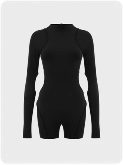 Kollyy Edgy Black Cut Out Top Jumpsuit