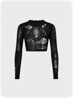 Kollyy Street Black Cut Out Top Sweater