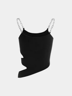 Kollyy Black Asymmetrical Design Cut Out Top Tank Top & Cami -Tops Sales 24ac5ff9f87b7ef70b8d0964bedea520